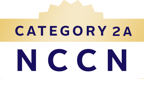 NCCN logo explaining that Enfortumab vedotin-ejfv (PADCEV) is a Category 2A alternative preferred second-line systemic therapy option for cisplatin-ineligible adult la/mUC patients who have previously received one or more prior lines of platinum-containing or non-platinum therapy.