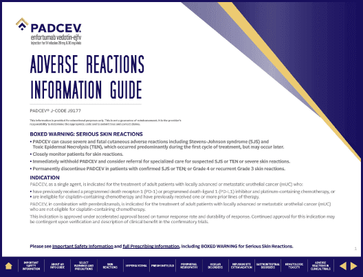 PADCEV Adverse Reactions Information Guide downloadable PDF.