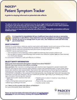 PADCEV advanced bladder cancer patient symptom tracker downloadable PDF