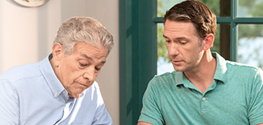 Two men having a discussion.